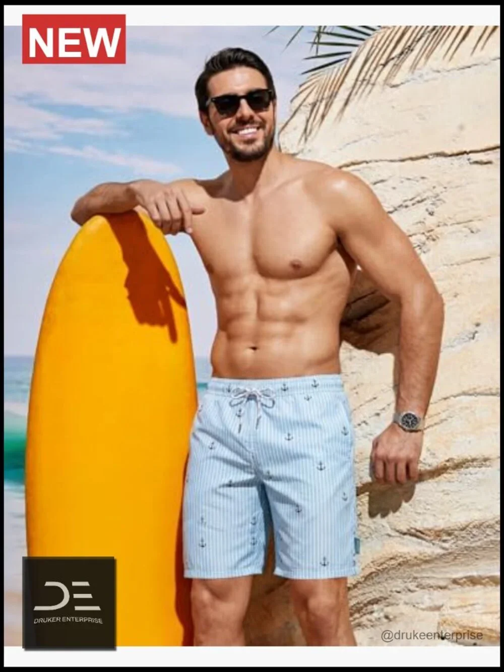 Men's Swim Trunks with Compression Liner - 7 Inch Quick Dry Board Shorts with